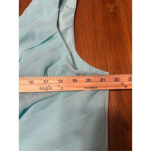 Davids Bridal Womens Plus Size 22 Spa Blue Short Chiffon One Shoulder Dress - Picture 5 of 7